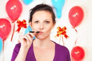 Woman with electronic cigarette