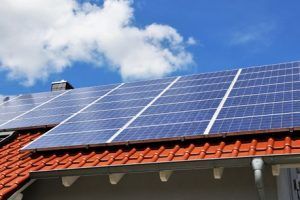 Roof with solar panels